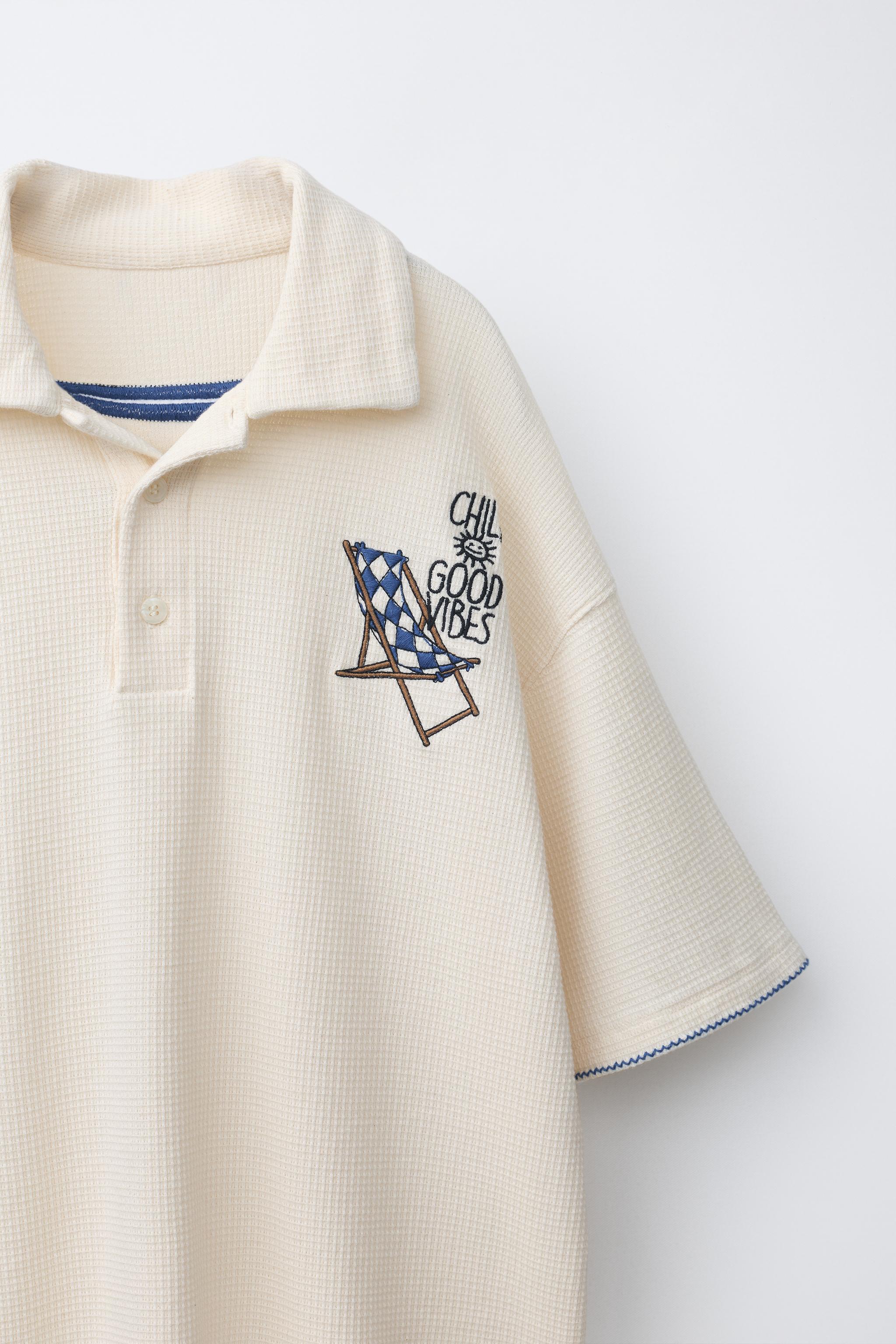 EMBROIDERED TEXTURED POLO SHIRT
